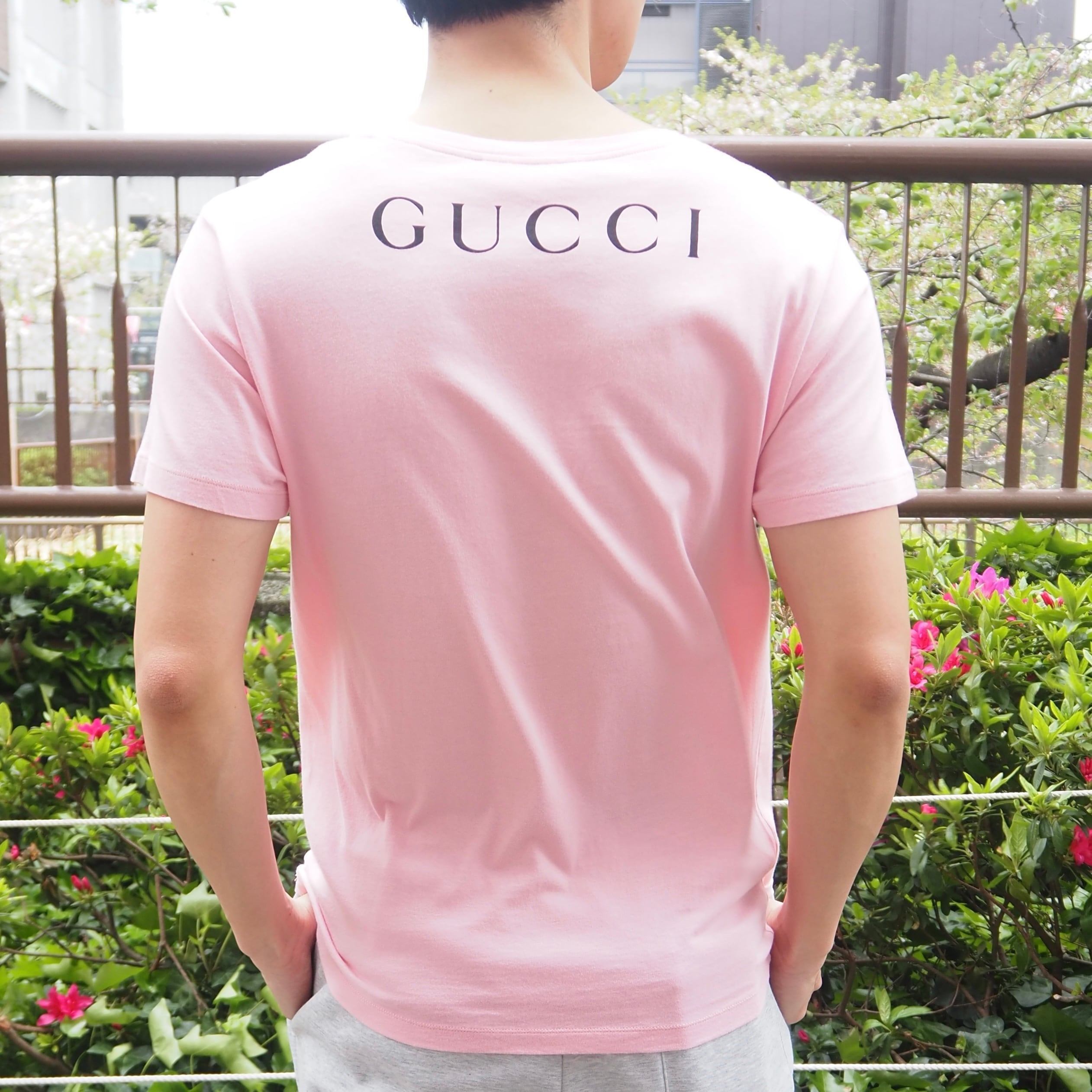 GUCCI Elton John T-shirt エルトンジョン コットン ピンク ブラック T