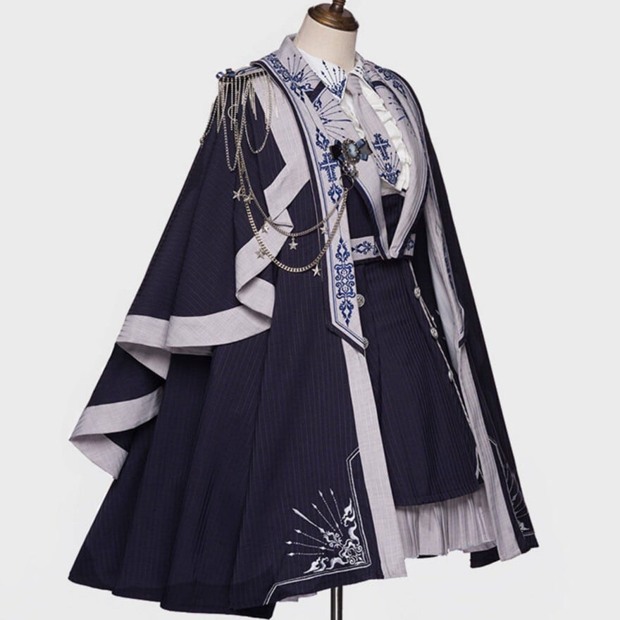 ロリータファッション 軍服ロリータマント ネイビー 制服風 クラシカル