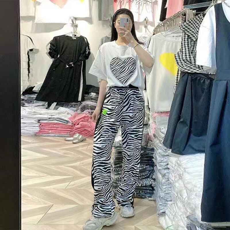 サマーシャツ ラウンドネックTシャツ パターン 大きめサイズ 夏物 Oネック ミックスインファッション86857020496