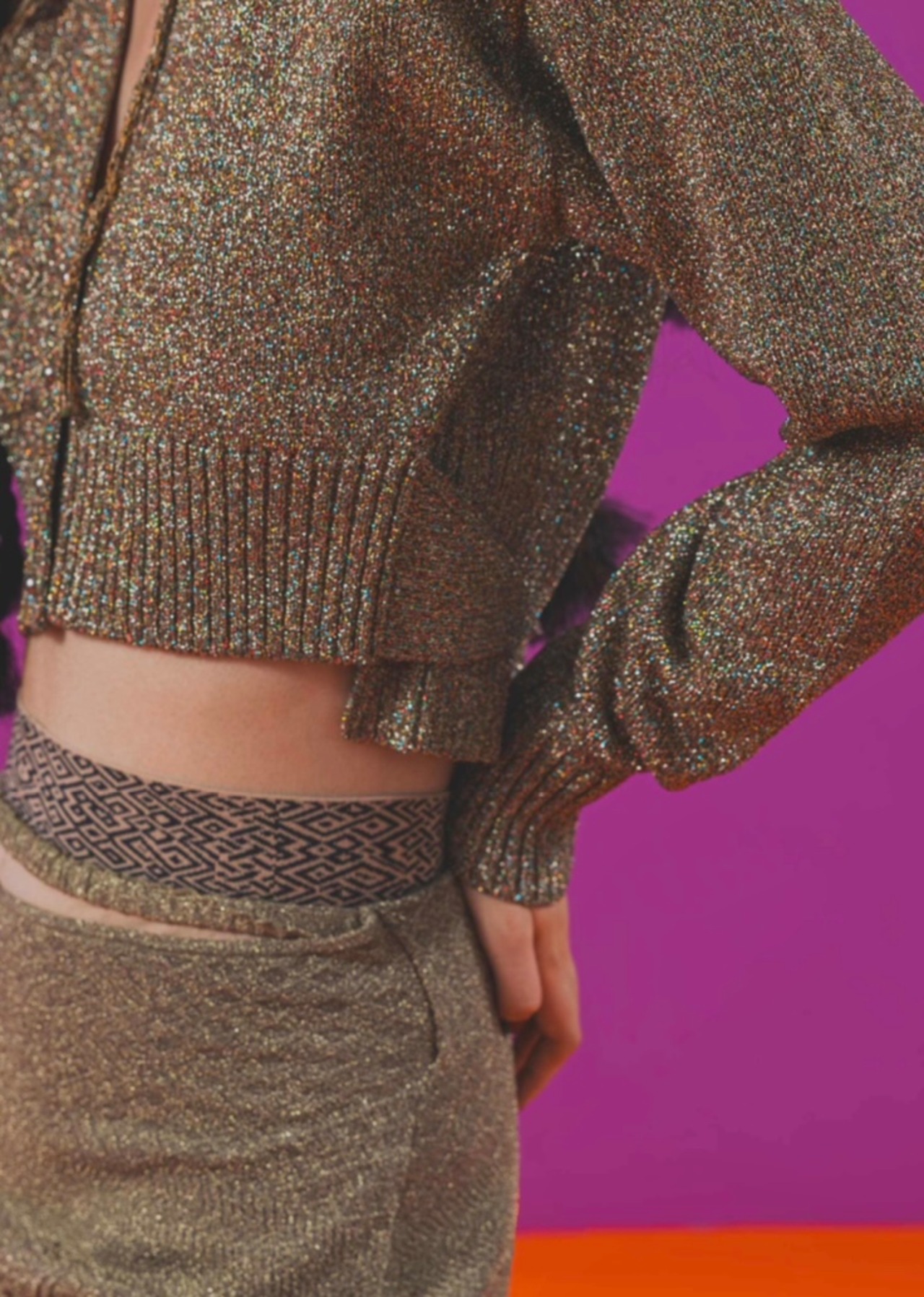 African Pattern Front Tape Skirt / GOLD - 12