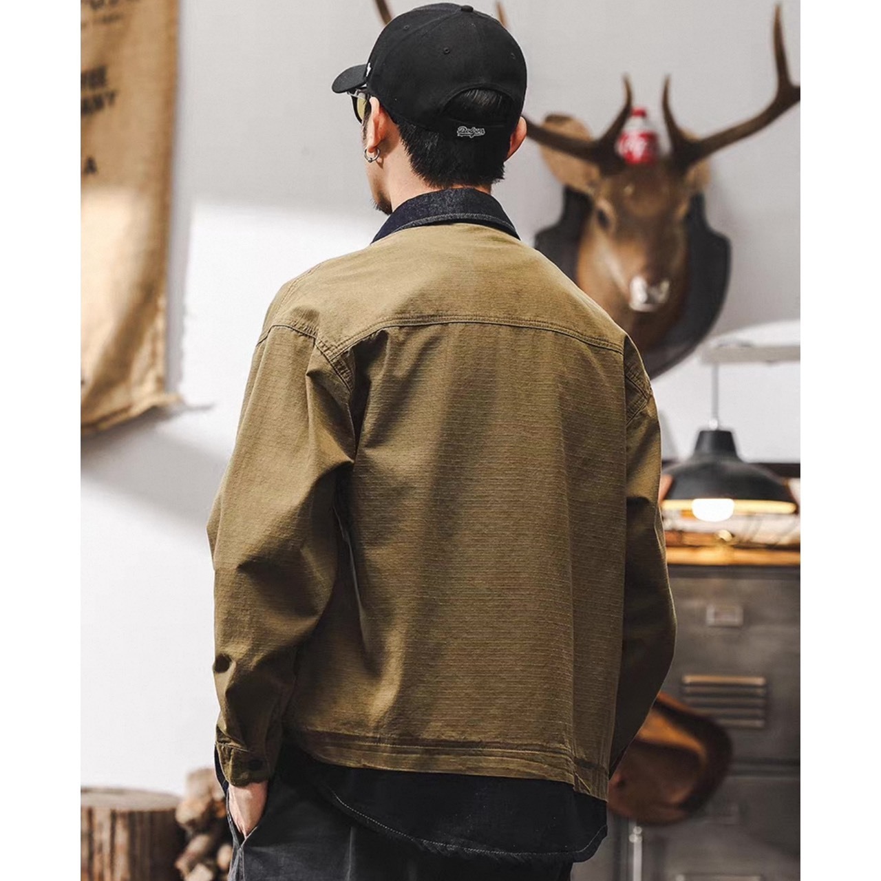 Contrast collar utility pocket shirt 1332 - 6