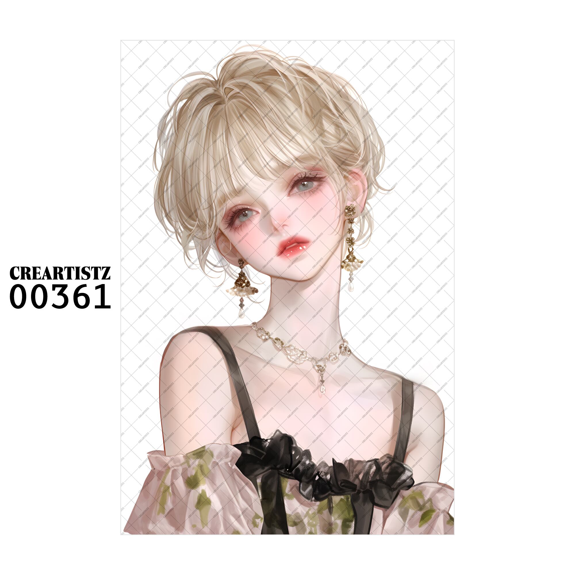 00361 ガール キュート オリジナル ペーパー/ステッカー 4枚セット CREARTISTZ