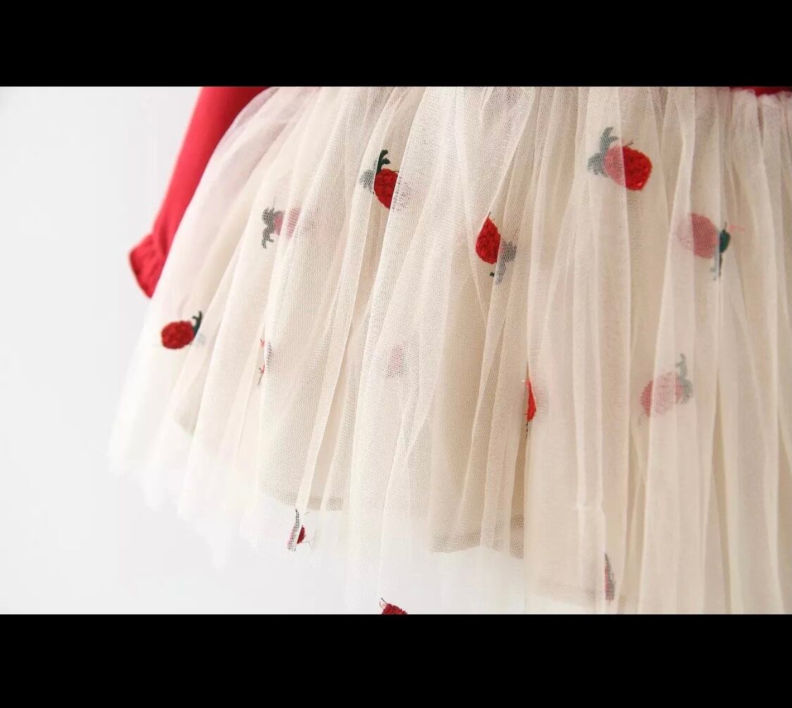 【一部即納】フルーツ柄チュールワンピース》》》》》》》》》》チュール ワンピース 女の子 キッズ ベビー 海外子供服 インポート 韓国 プチプラ