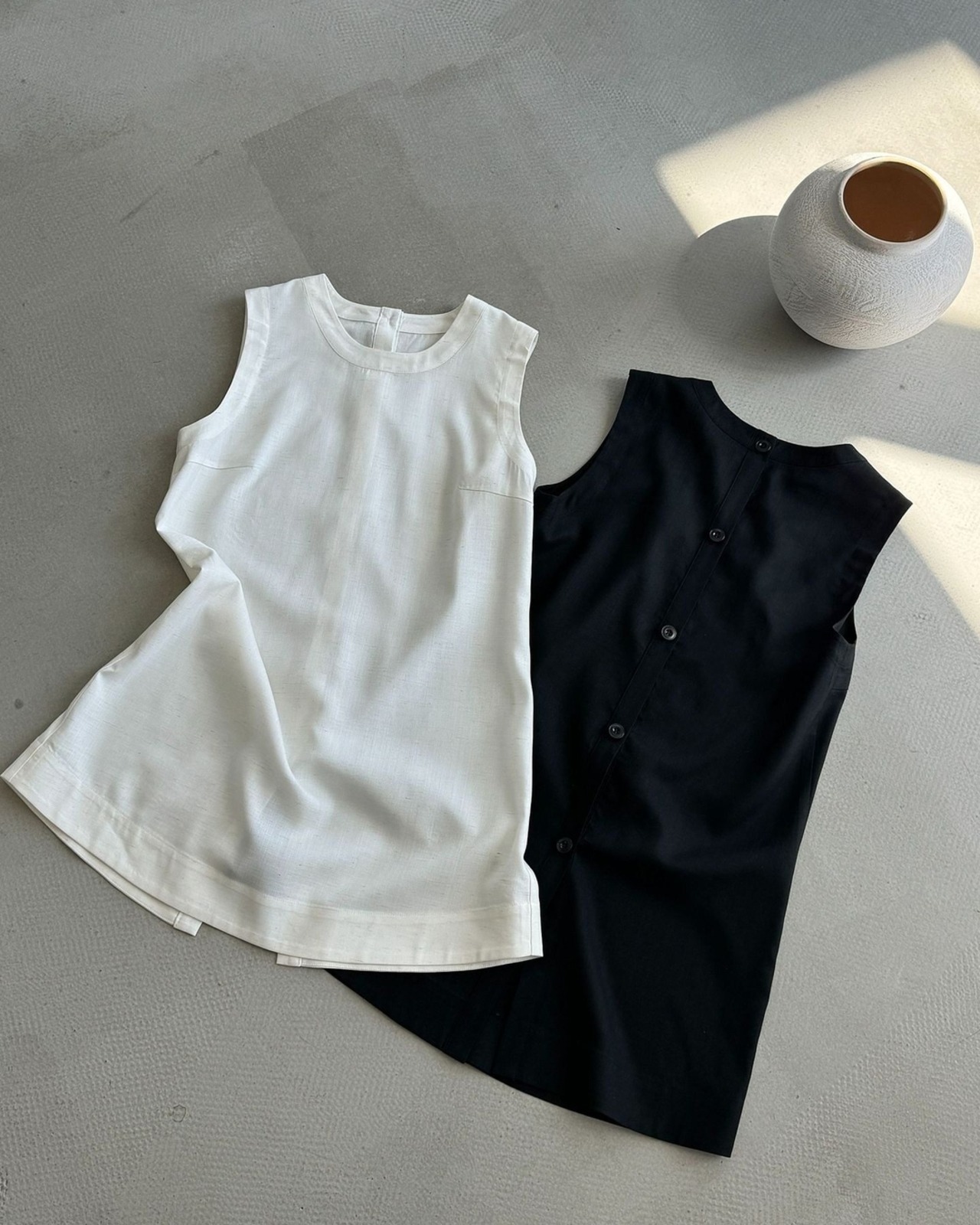 バックボタンラウンドネックロングシャツ 2color A1039 - 17