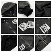 VINTAGE ストリート カップル パッチ ジップパーカー T1864