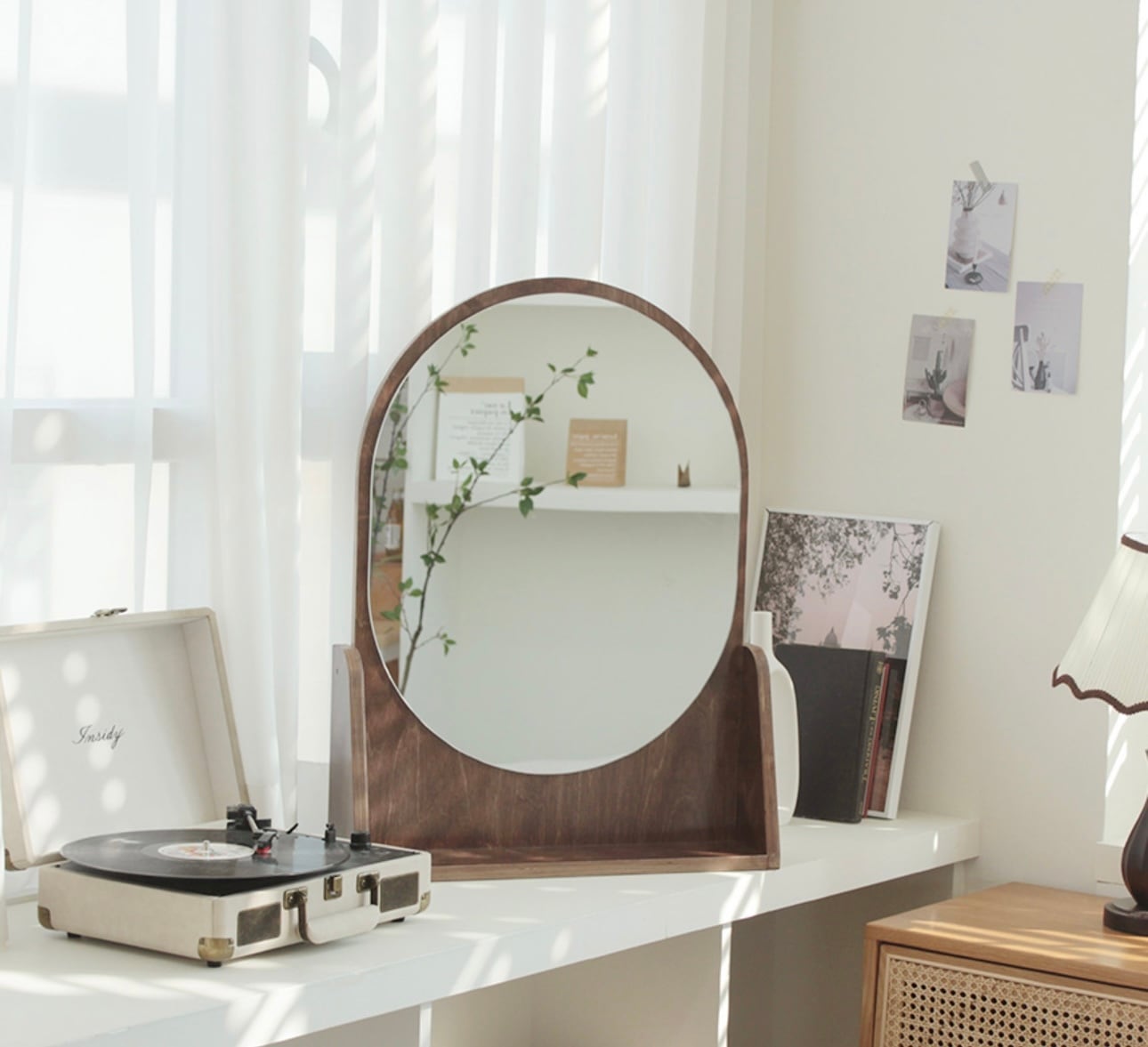 鏡 WALNUT TRAY MIRROR WALNUT STAND MIRROR ウォルナット スタンドミラー【送料無料】鏡