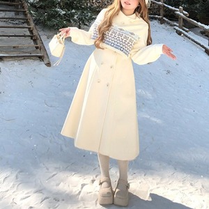 Double-breasted wool coat dress(ME026)