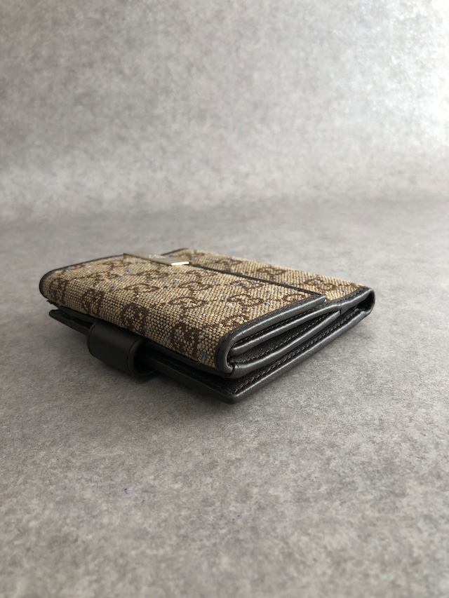 GUCCI グッチ GGキャンバス 財布 ベージュ ジャガード ネップ Wホック vintage ヴィンテージ オールド phhryh