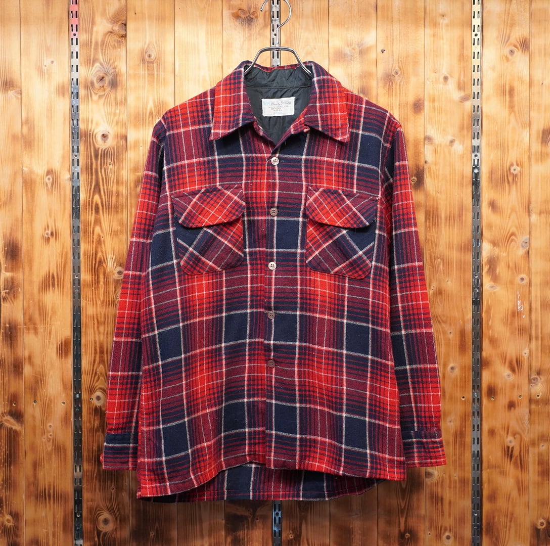 60s70s jcpenney ウール 開襟シャツ オープンカラーシャツ L/ヴィンテージ