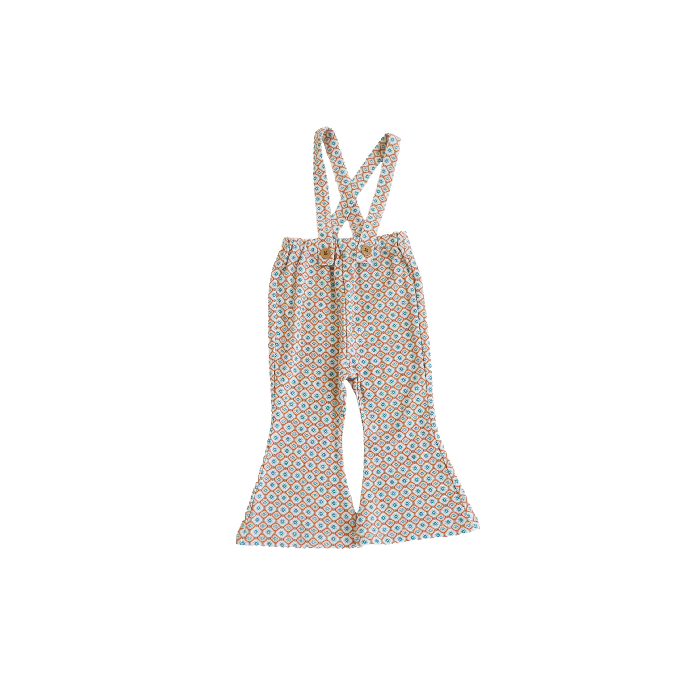 & pal / pixel art pattern salopette / khaki / 80-110cm