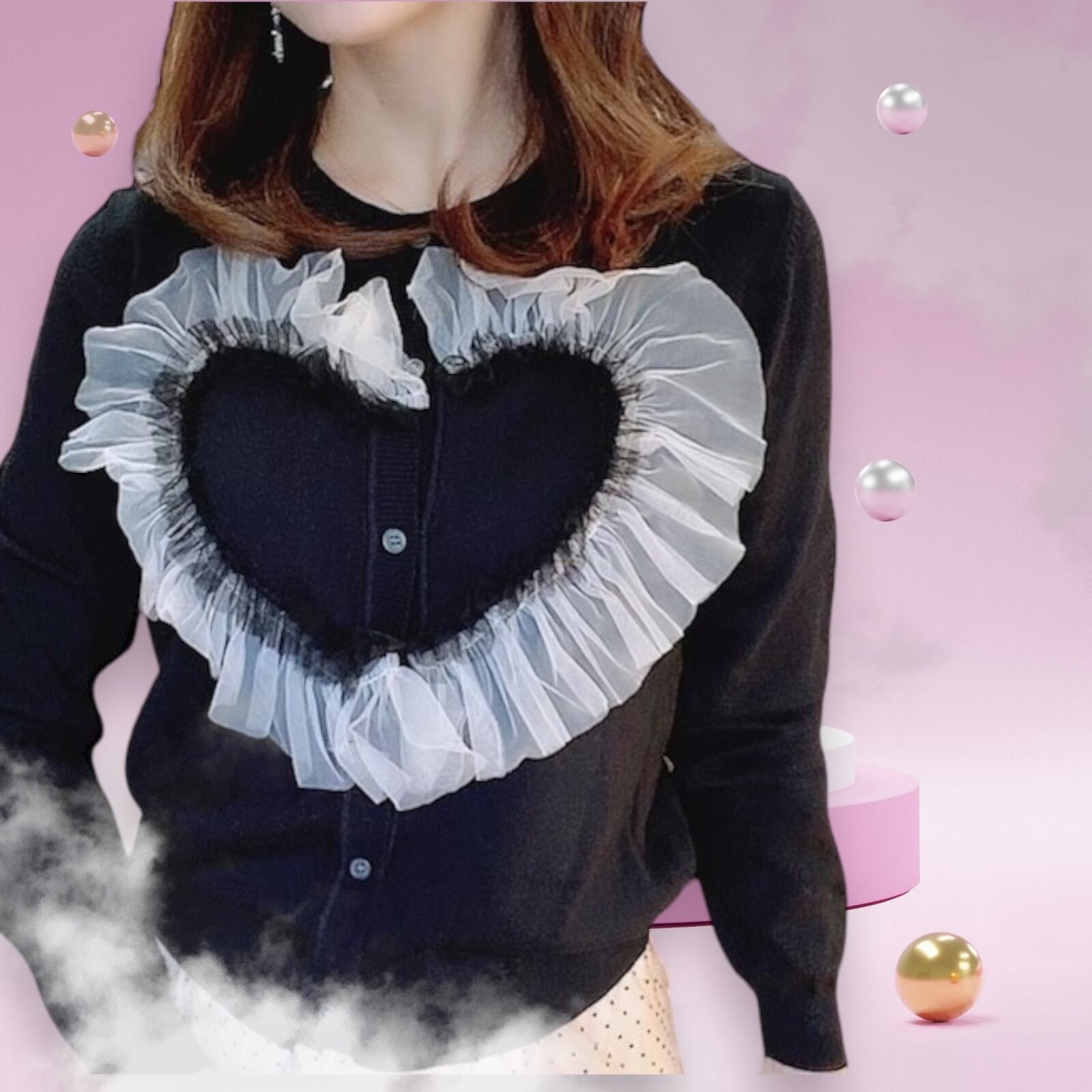 CLOSE SALE★sh1169g-ハートデコレーションニットカーデ(14500円)