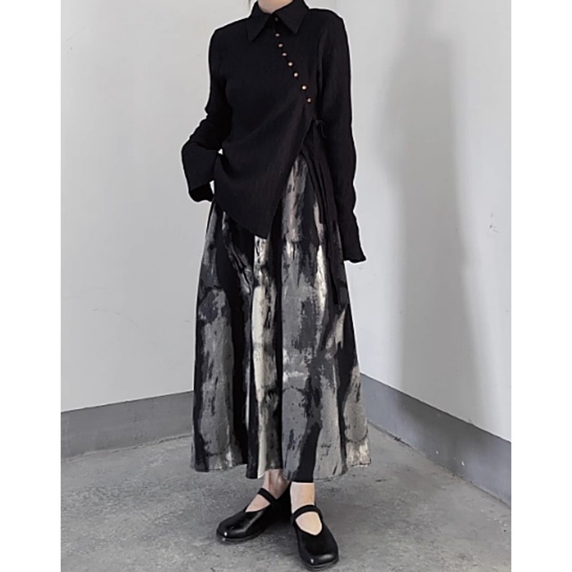 Artistic ink print  long skirt C0286