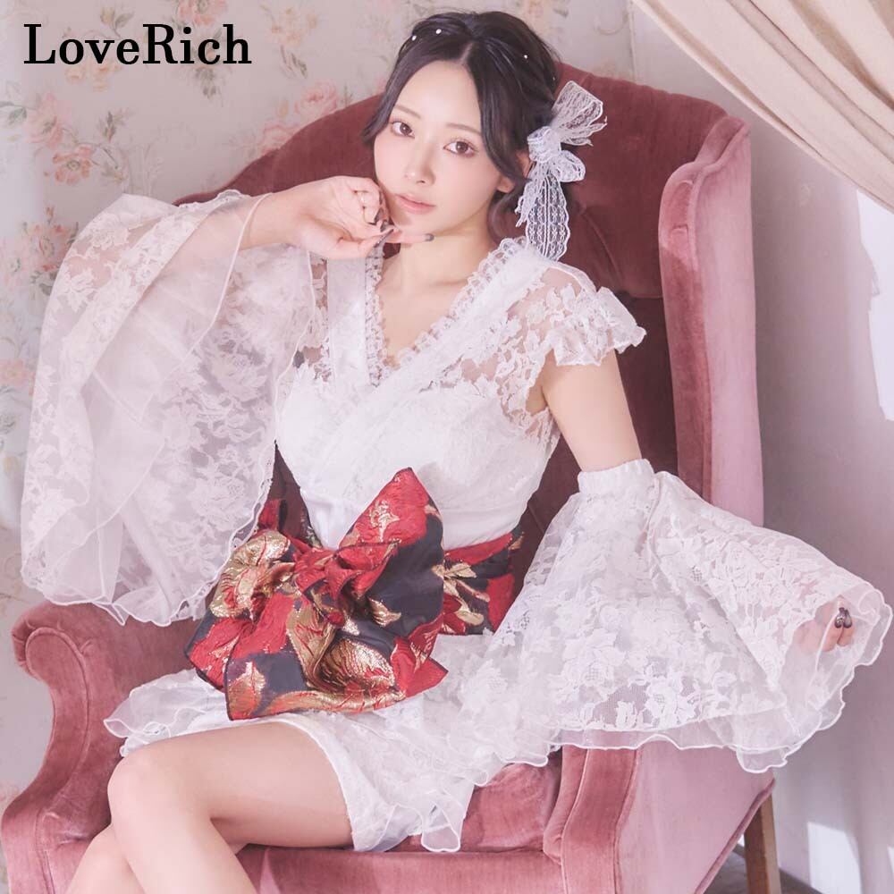 花柄レース フレアスリーブ ミニスカート ロング 豪華 花魁 着物