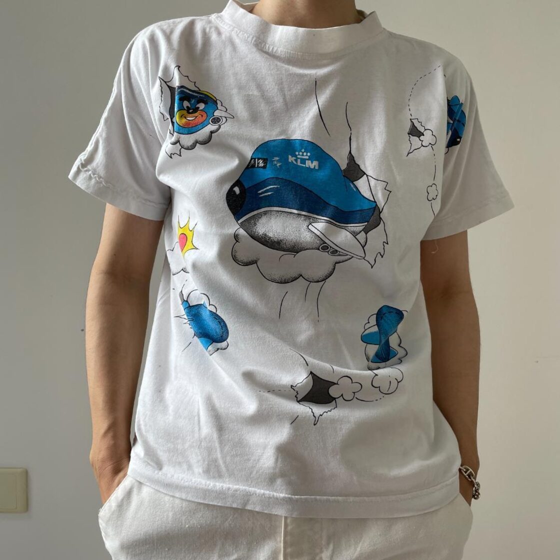 GF705 90s Tシャツ KLMオランダ航空 イラスト 航空会社 企業T | Pay ID
