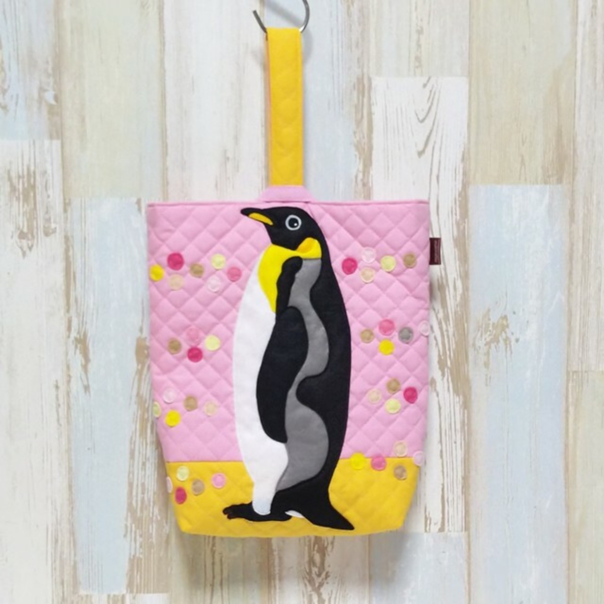 Shoe Bag - Emperor Penguin (pink) Quilting/Appliqué - for Boys 