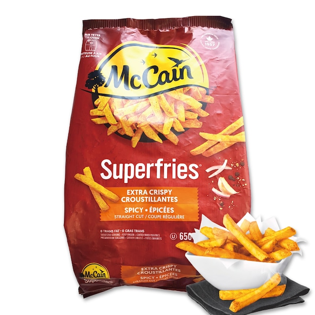McCain 冷凍 スーパークリスプ スパイシー ポテト 650g / ストレートカット3/8" マッケイン 惣菜 お弁当 かわいい おかず