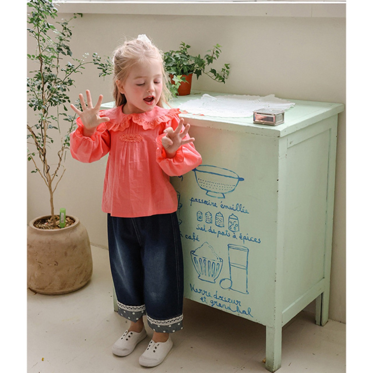 夏水玉裾ジンズ