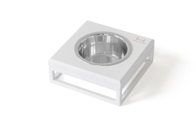 【フードボウルスタンド-ボウル1個付き】 Lunch Bar Natural wood + フレームホワイト - Sサイズ