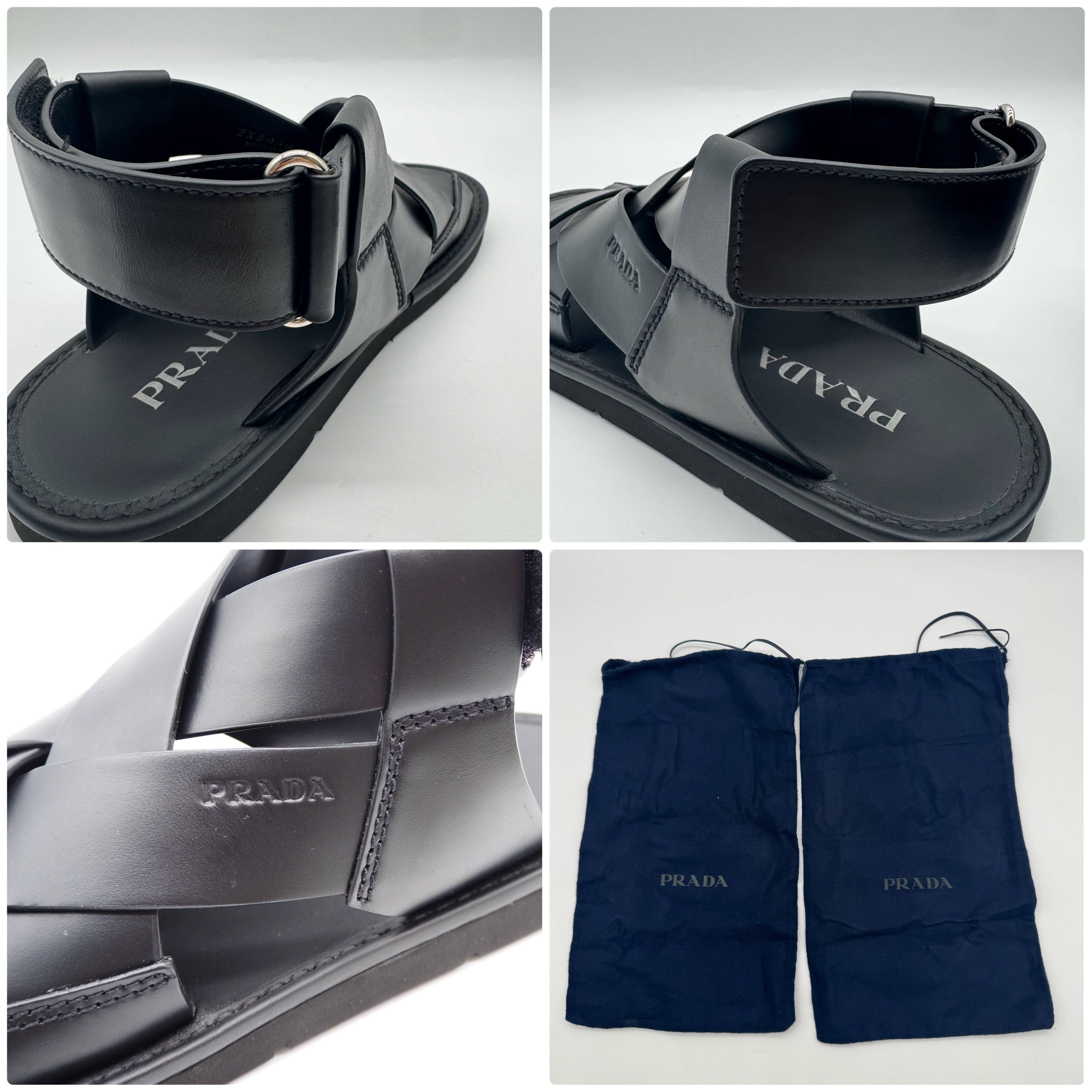 PRADA クロスストラップ サンダル レザー ブラック プラダ | 2122TOKYO