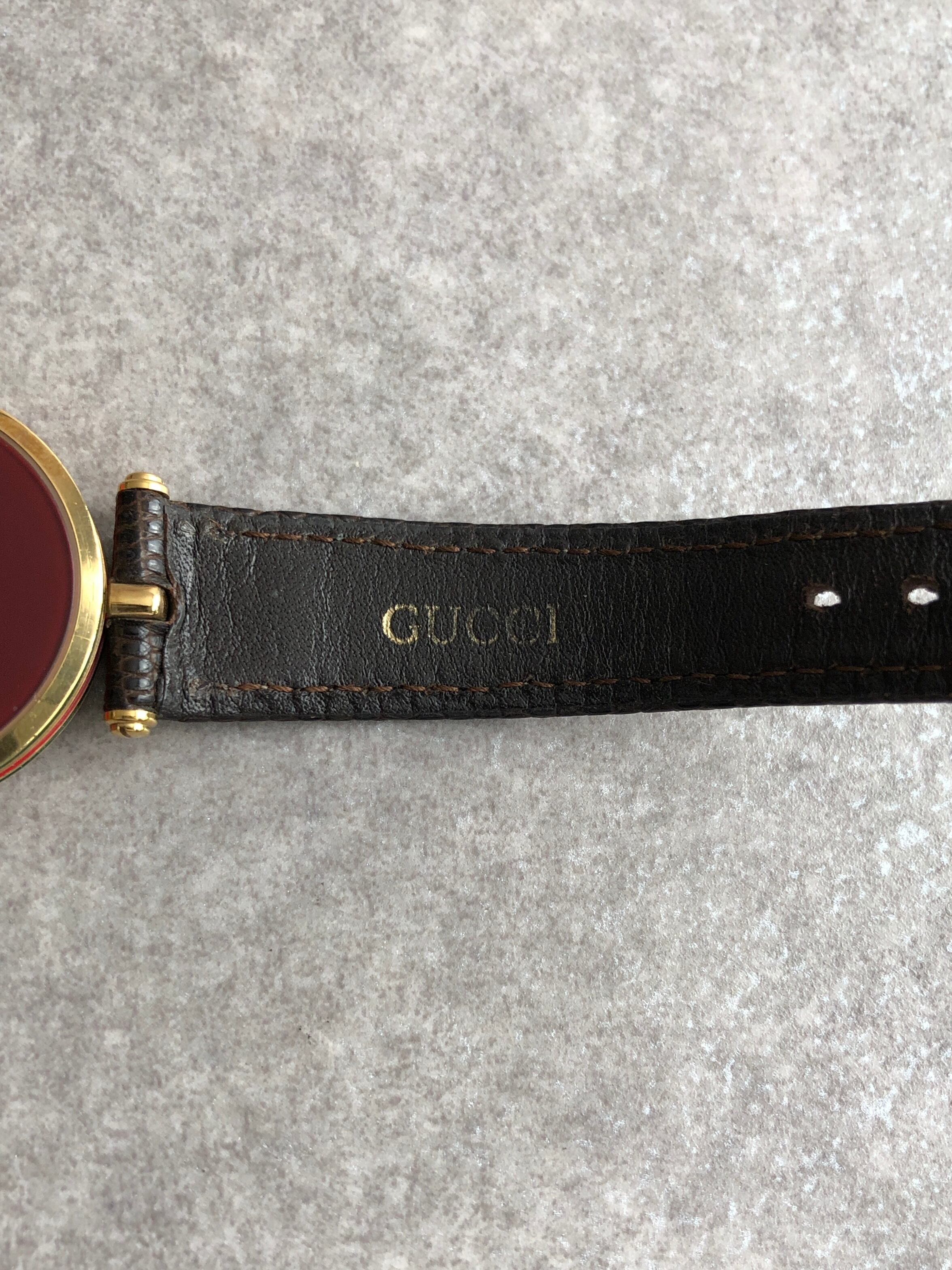GUCCI グッチ 腕時計 ブラウン レザー クウォーツ vintage