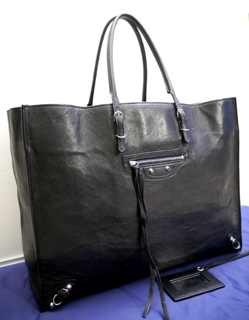 美品◆BALENCIAGA バレンシアガ THE PAPIER ザ・ペーパー A4対応ビジネス可 男女可 レザー トート バッグ 黒◆ 使いやすさ抜群の大型トート