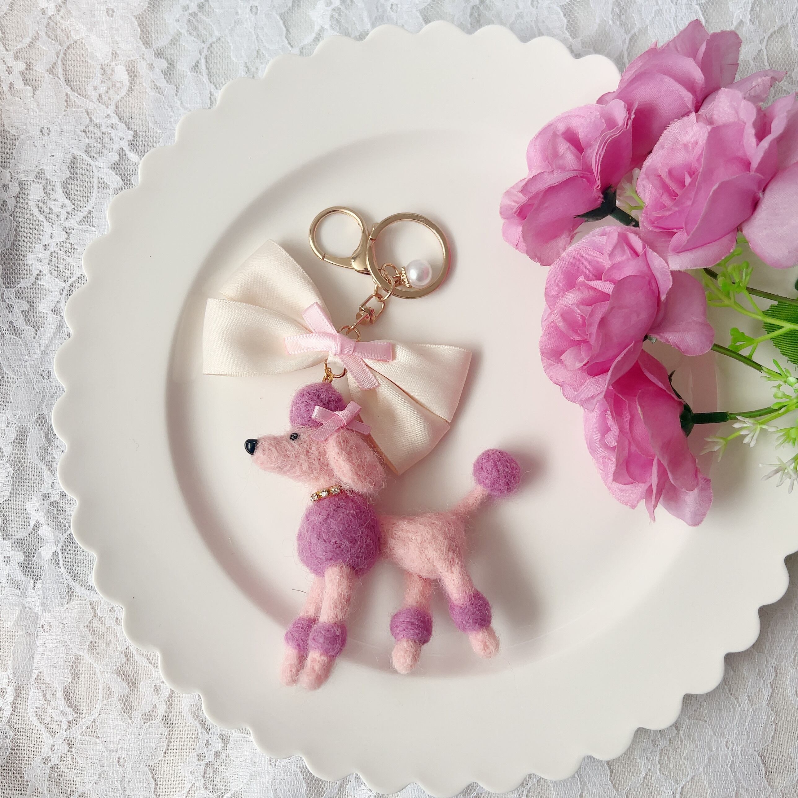 pink poodle♡羊毛フェルト・チャーム | tenyK accessory