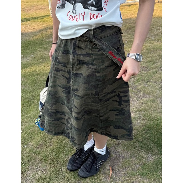 camouflage long skirt　迷彩ロングスカート　J2069