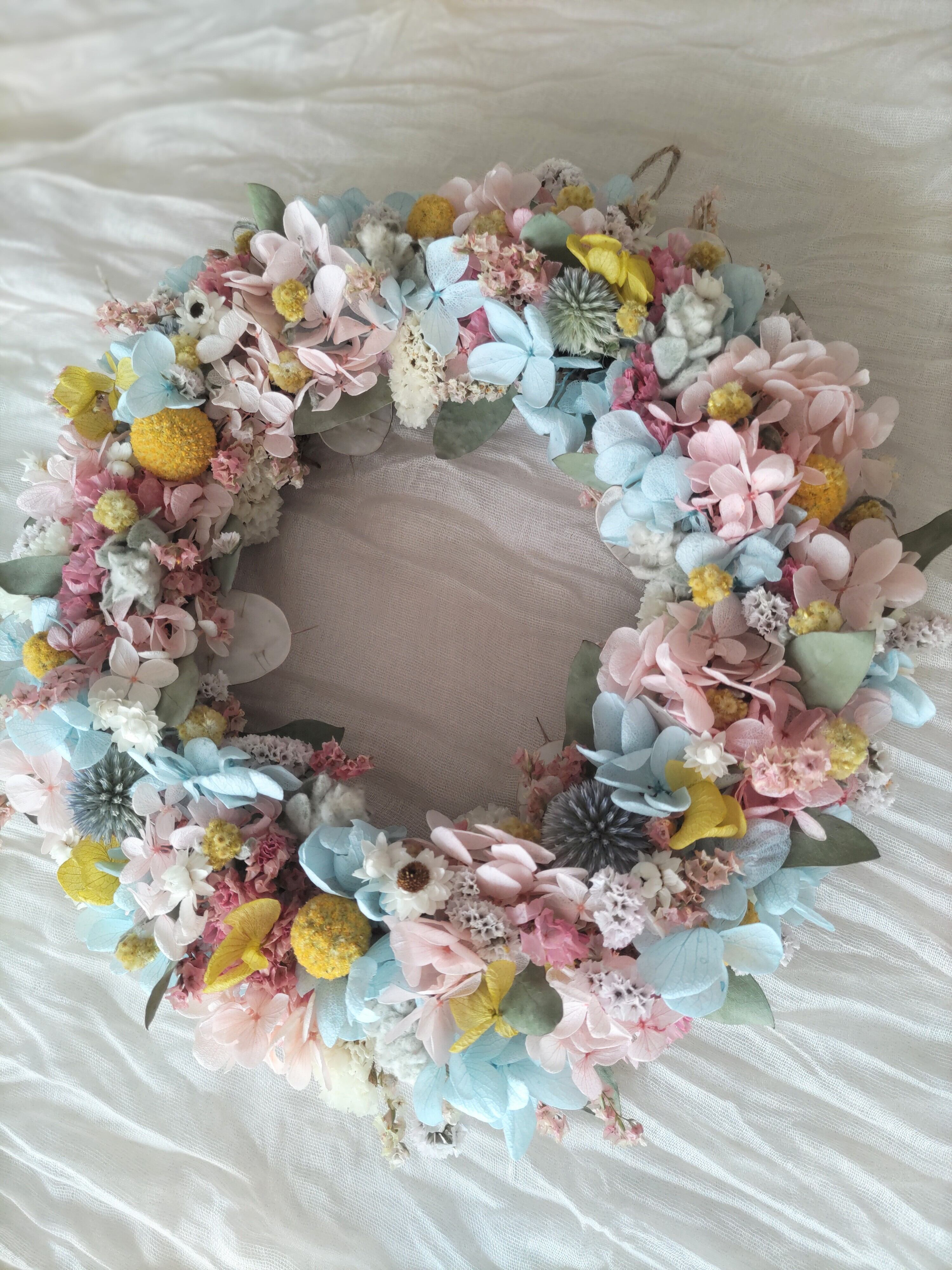 フラワー/ガーデン 秋色紫陽花リース✿.*・ドライフラワー