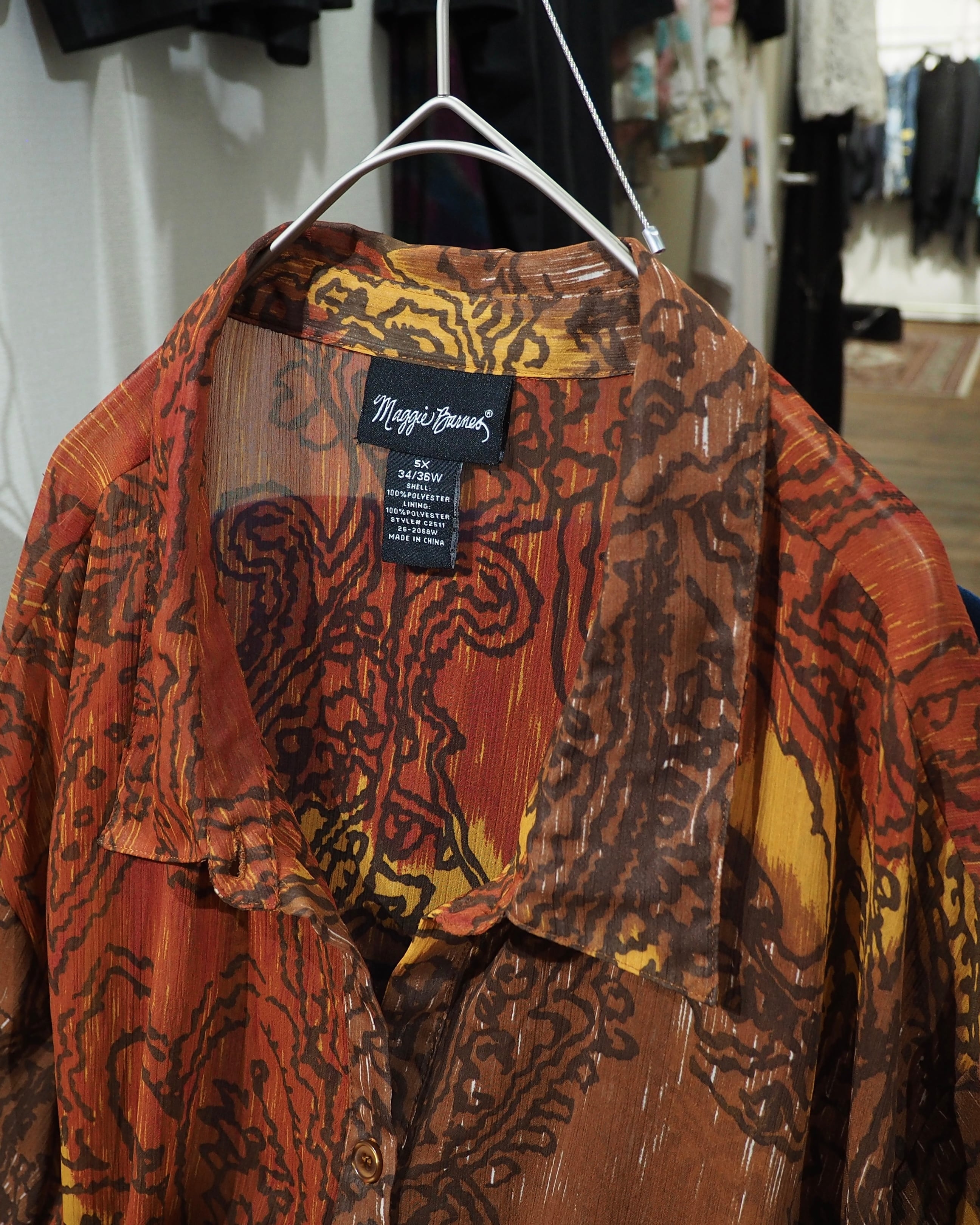Beautiful Ethnic pleats × Sheer Design Vintage Drape Over silhouette shirt