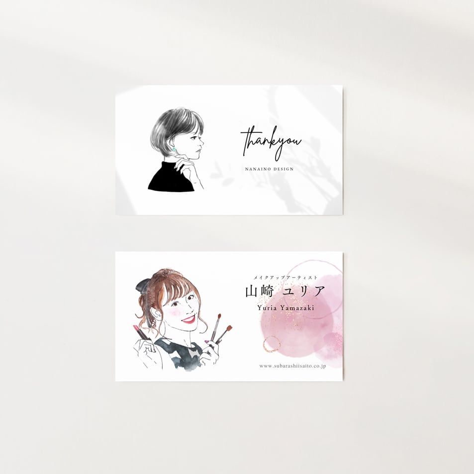 データ納品】ミニマル似顔絵入りプロモーション名刺・ショップカード
