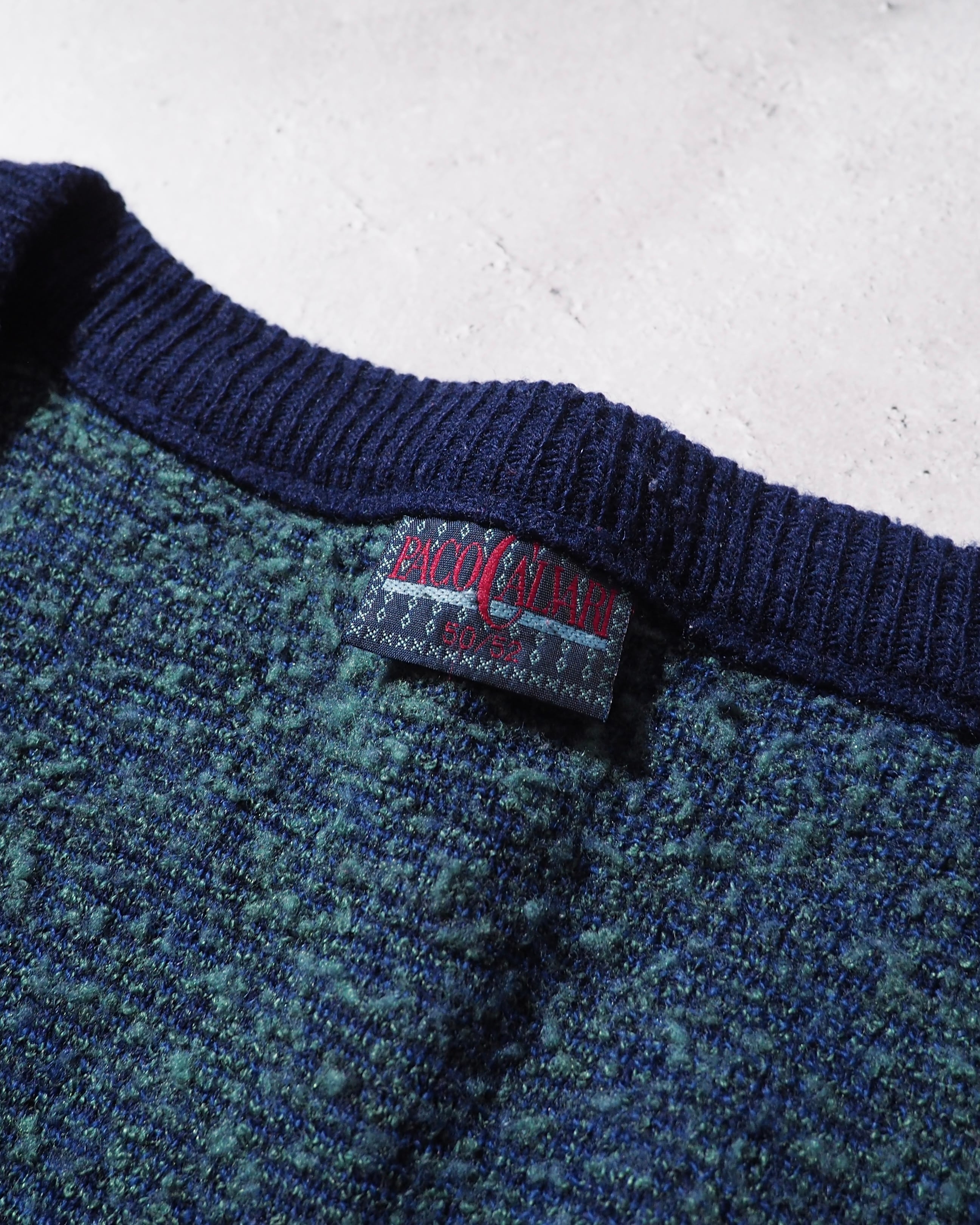 1990s " Paco Calvari " Cold tone Pile fabric vintage knit cardigan