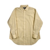 90s Polo by Ralph Lauren ポロ ラルフローレン PHILIP タッタソール 長袖 ワイシャツ ドレスシャツ 16 1/2-33 /イエロー系 メンズ ビンテージ