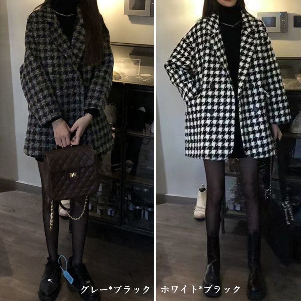 千鳥格子柄 ジャケット レディース 秋冬 韓国 中綿 アウター 通勤 オフィス OL きれいめ おしゃれ 大人 かわいい カジュアル 羽織り 大人可愛い 大人女子