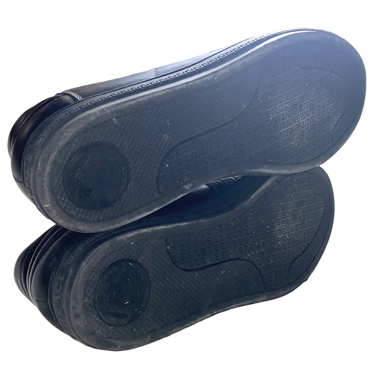 VERSACE black leather sneakers