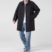 ロング丈 ストレートシルエット フロントボタンコート af0133