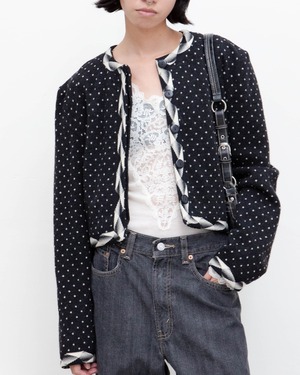 1980s LANVIN - polka dots cropped wool jacket