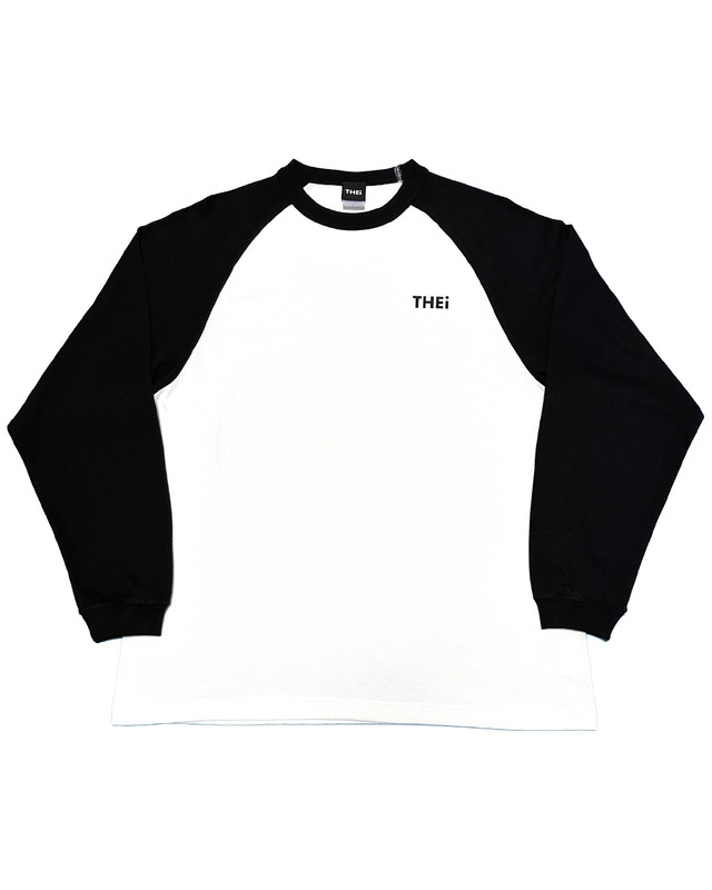 BASIC ONE POINT RAGLAN LONG T-SHIRT - WHITE / BLACK