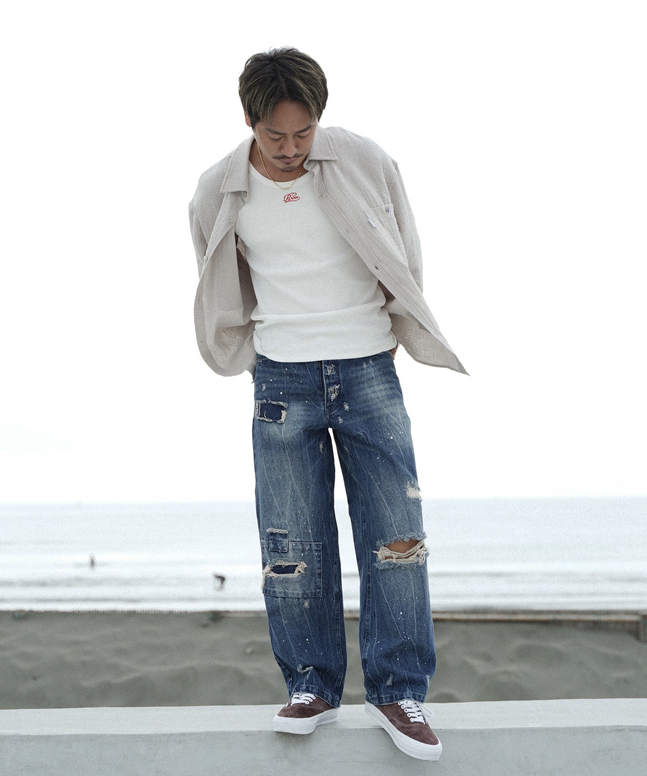 【#Re:room】W GAUZE BIG SHIRTS［RES112］