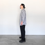 山内(ヤマウチ)ウールメッシュクロス・ワンタックスラックス　洗い加工スタイル