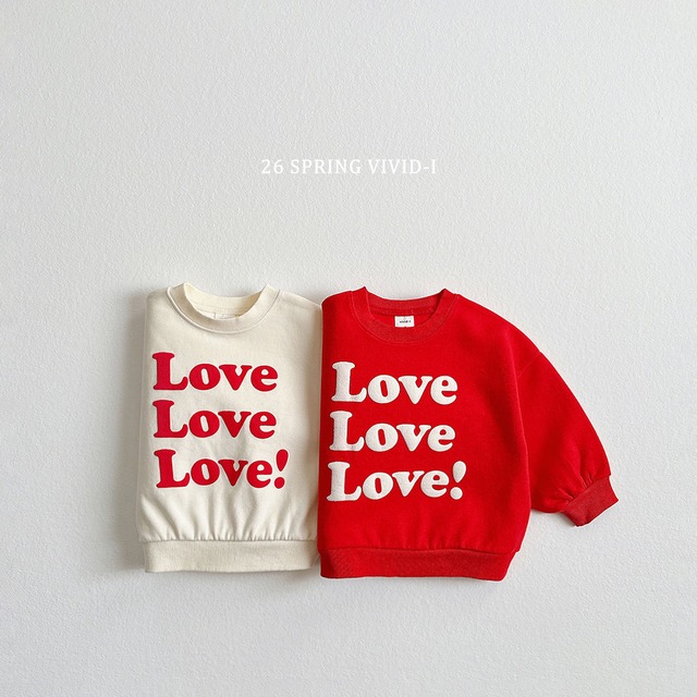 【取寄】vivid-i｜love love love 3d sweatshirt｜ラブラブ立体スウェット｜XS-JM｜kids&jr｜26 spring