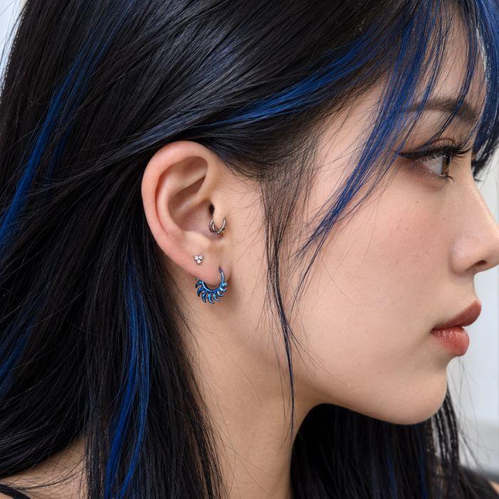 ボディピアス 16G チタン ブルー ブレード フープピアス クリッカー 刃