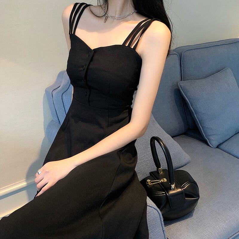 ドレス サマースタンダードスタイルブラック レトロ 夏物 1号婦人34849615251