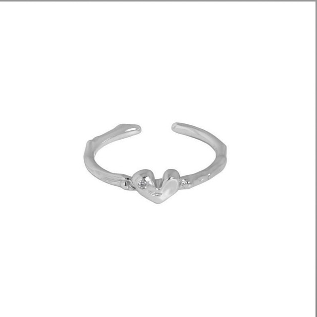 Silver925 CZ simple heart ring