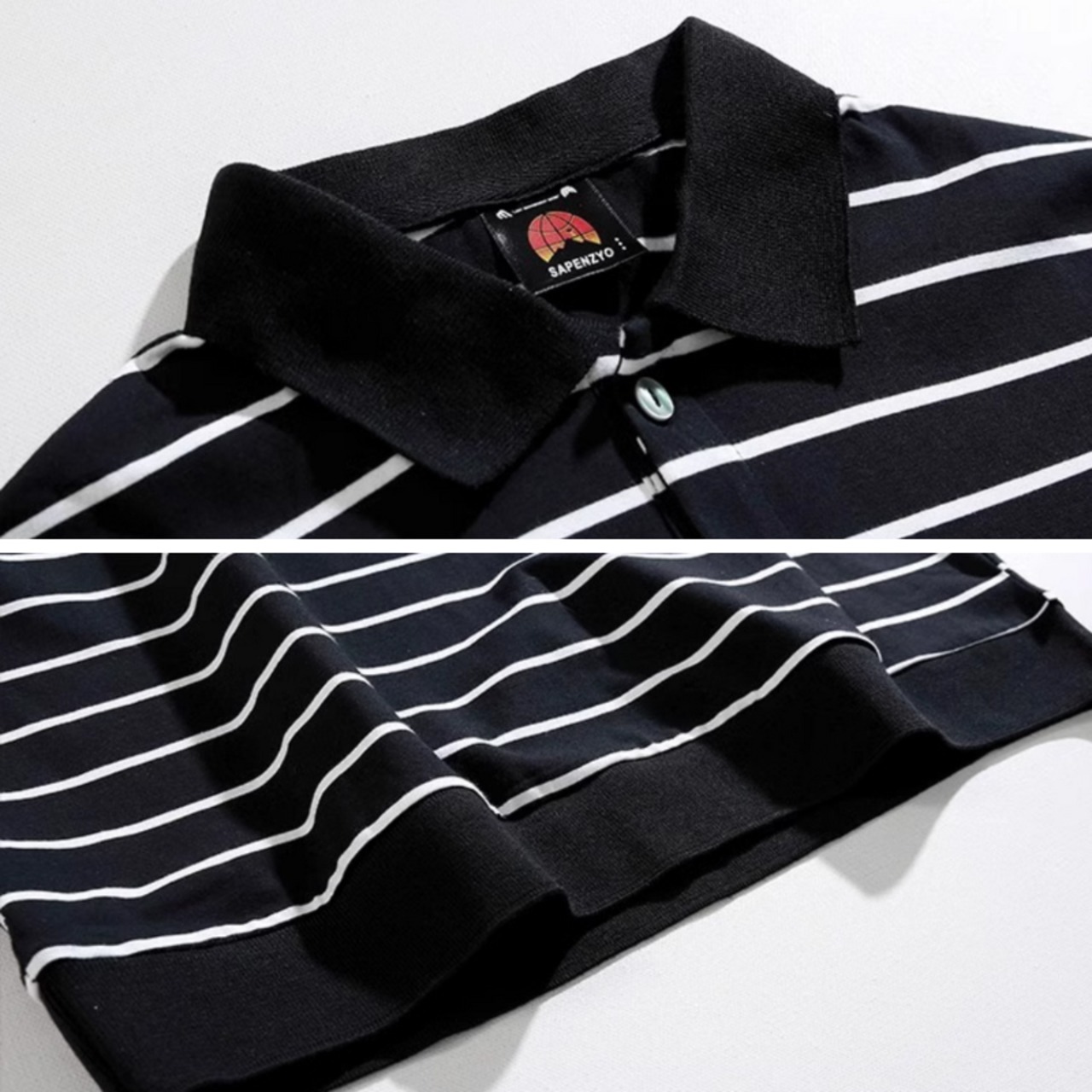 細ボーダーベーシックポロシャツ　0627