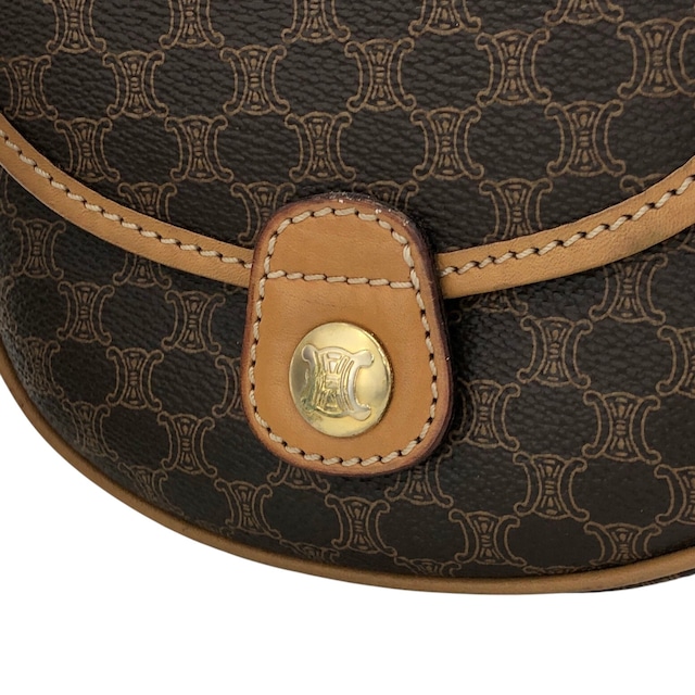 CELINE セリーヌ マカダム ショルダーバッグ ブラウン トリオンフ PVC ミニバッグ vintage ヴィンテージ オールド mfvtfa