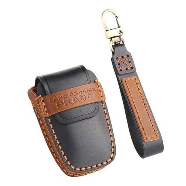 【LEXLEY】 トヨタ ランドクルーザープラド 150系（2009年9月～） 専用 本革 キーケース レザー キーカバー キーホルダー スマートキーケース LAND CRUISER PRADOロゴ付 カスタムキーケース（ブラック）