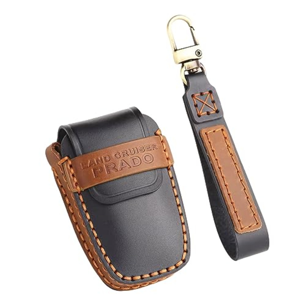 【LEXLEY】 トヨタ ランドクルーザープラド 150系(2009年9月~) 専用 本革 キーケース レザー キーカバー キーホルダー スマートキーケース LAND CRUISER PRADOロゴ付 カスタムキーケース(ブラック)