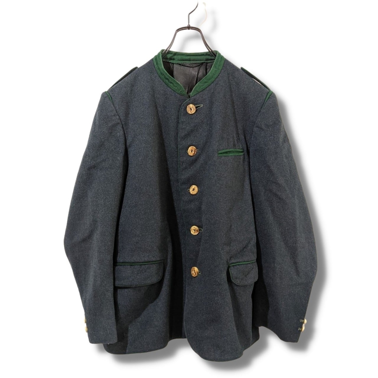 チロリアンジャケット 古着 マントジャケット グレー ジャケット BS432