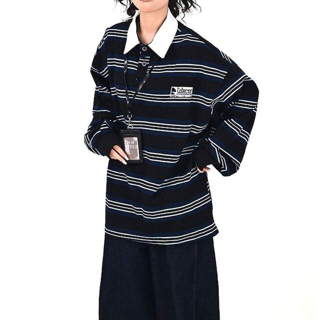 レトロボーダーワイドラガートップス 1col   R01746