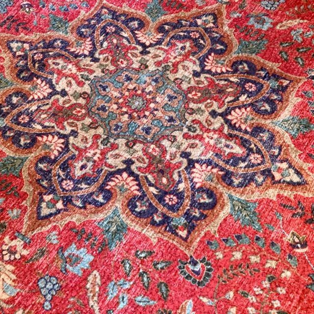 TOPANGA Homefurnishing　ペルシャプリントフロアラグマット　テヘラン　80×140cm　フロアマット　ペルシャ絨毯　ポリエステル　二人掛けソファ　ベッドサイド